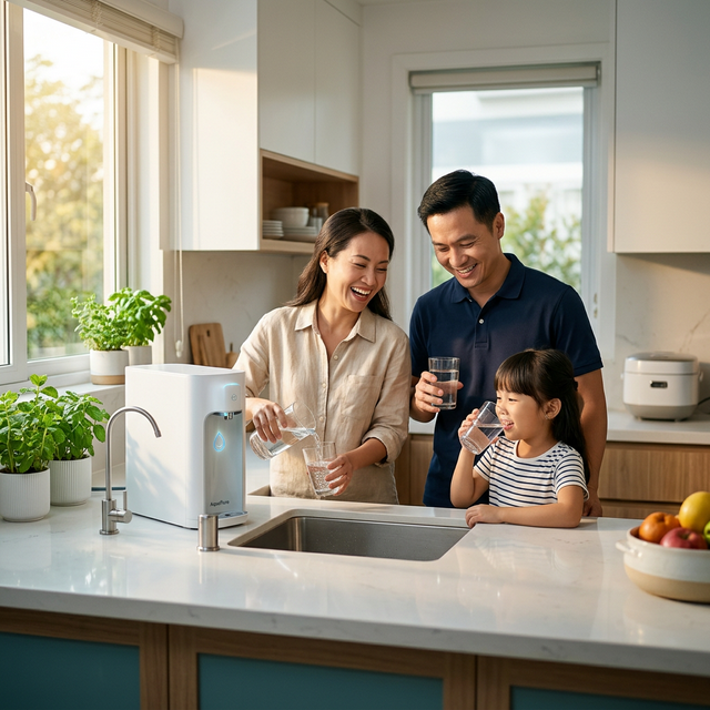 Gia đình Việt Nam uống nước sạch